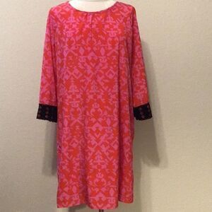 Peace Love California Dress Vintage Style Shift Dress Geometric Print Size Large